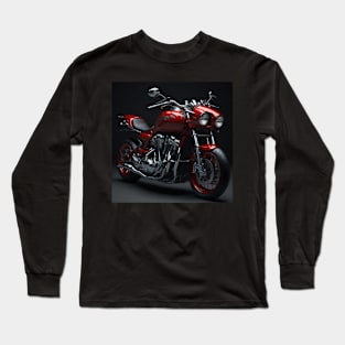 Chrome and Red Motorcycle - Sleek and Stylish Long Sleeve T-Shirt